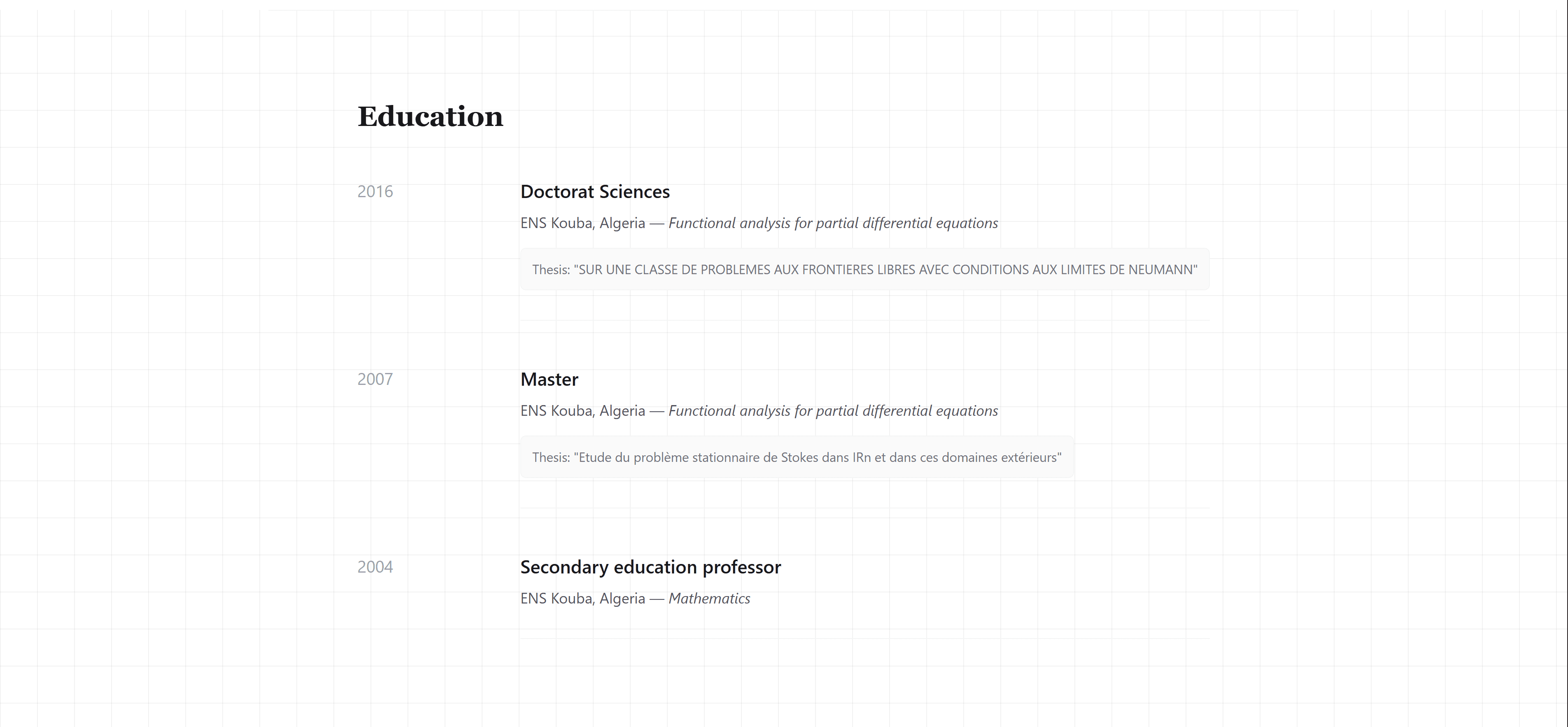 Education section from the Saadi starter.