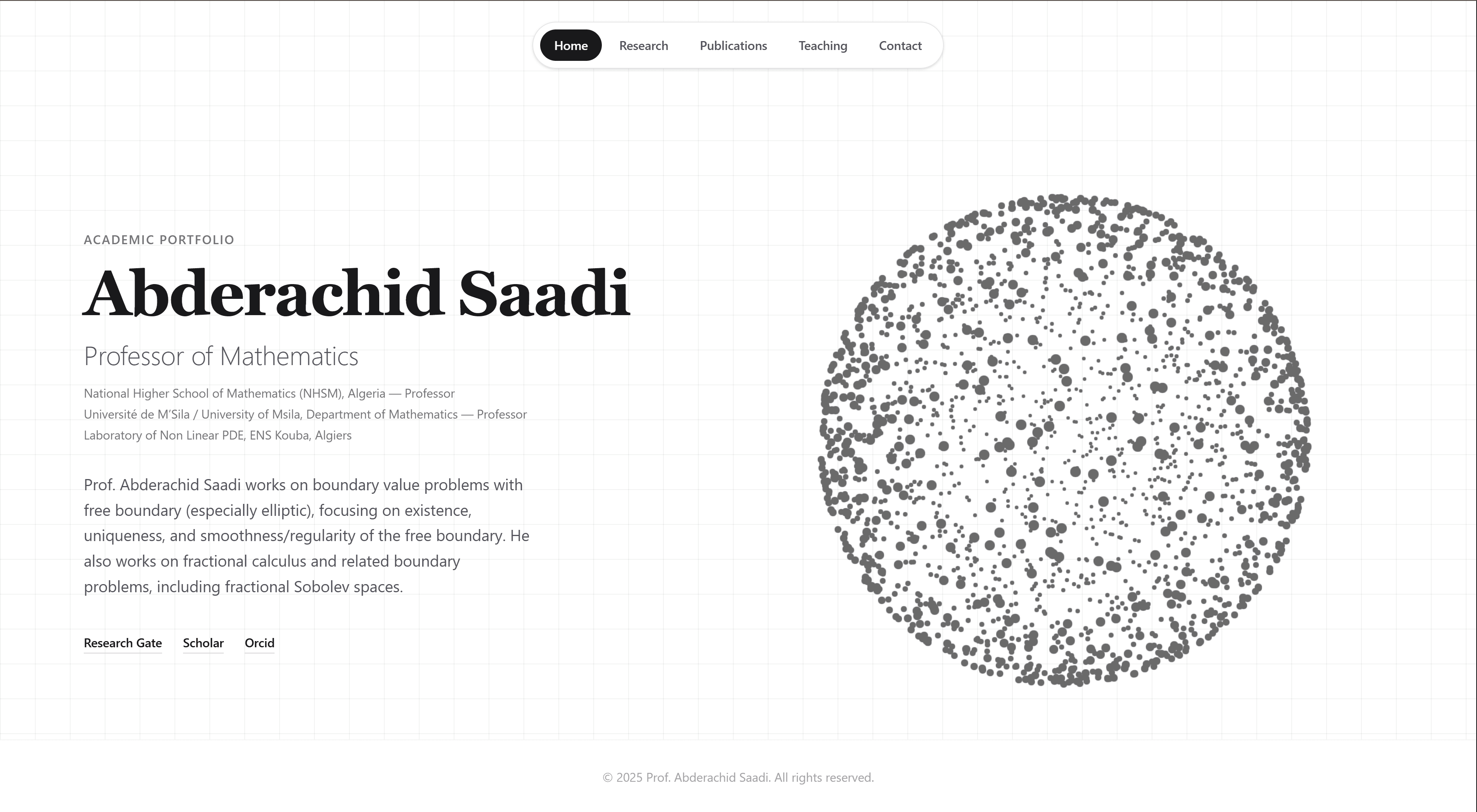 Saadi hero section showing the starter's public-facing design and layout baseline.