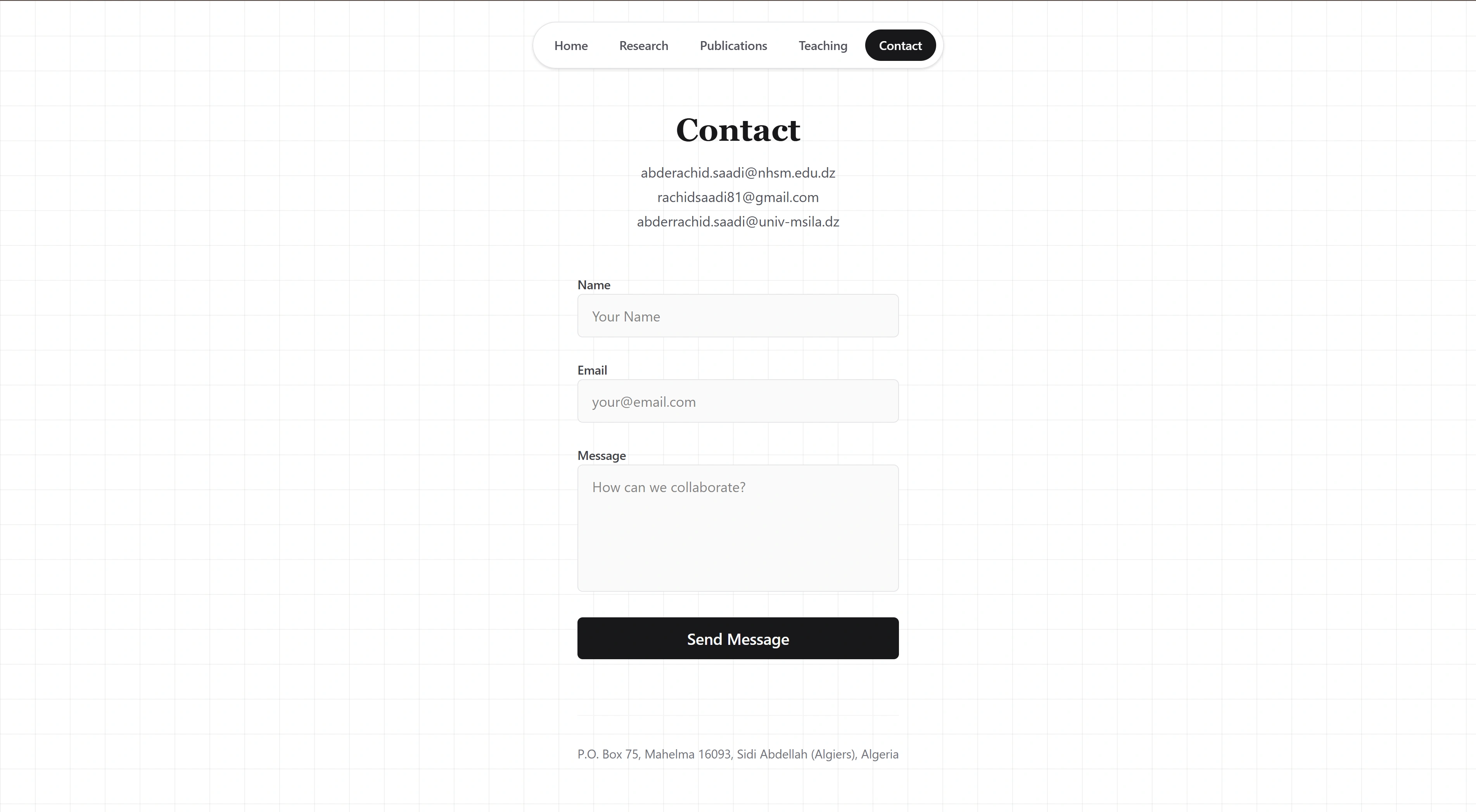 Contact page from the Saadi starter.